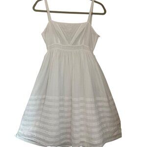 Lil for Anthropologie 2 White Cotton Wrap Babydoll Dress Adjustable Embroidered